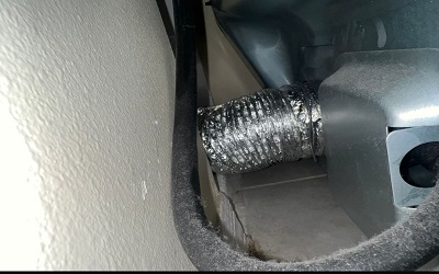 Dryer vent line cleaning close-up