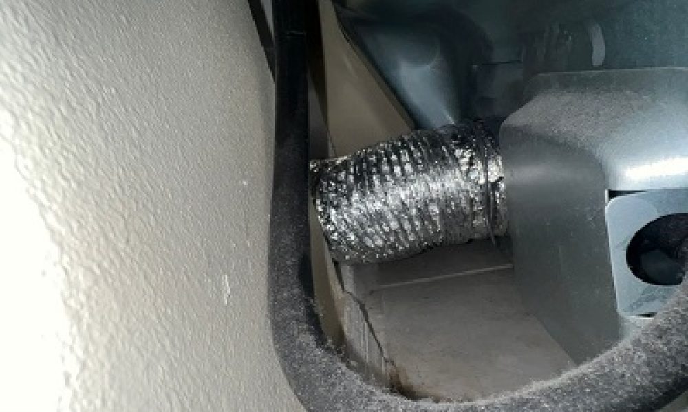 Dryer vent line cleaning close-up