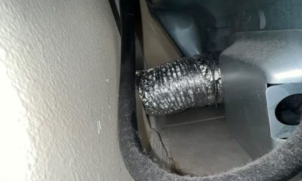 Dryer vent line cleaning close-up
